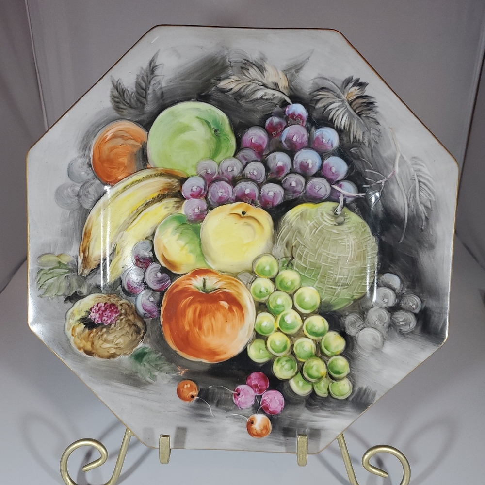 Vintage Ucagco Hand Painted Fruit Plate Octagon